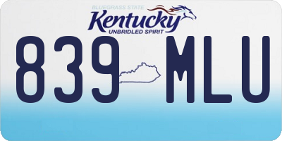KY license plate 839MLU
