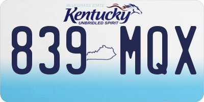 KY license plate 839MQX