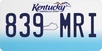 KY license plate 839MRI