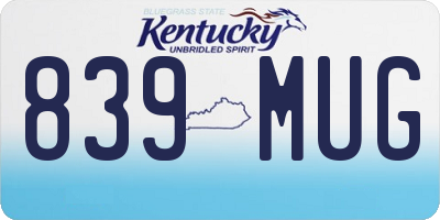 KY license plate 839MUG