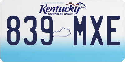 KY license plate 839MXE