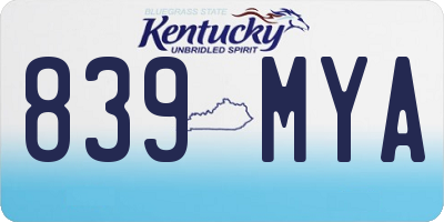 KY license plate 839MYA