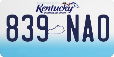 KY license plate 839NAO