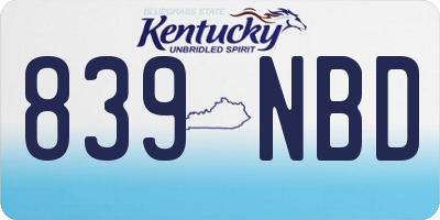 KY license plate 839NBD