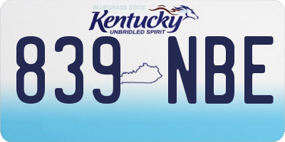 KY license plate 839NBE