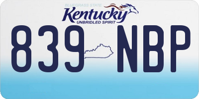 KY license plate 839NBP