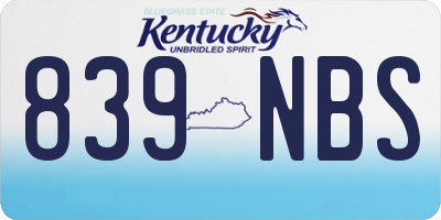 KY license plate 839NBS