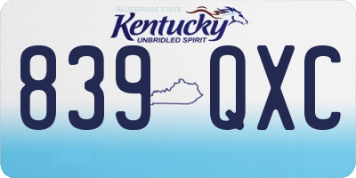 KY license plate 839QXC