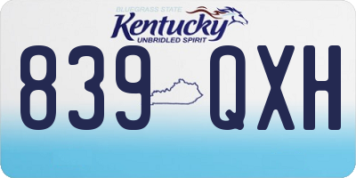 KY license plate 839QXH