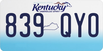 KY license plate 839QYO