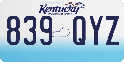 KY license plate 839QYZ