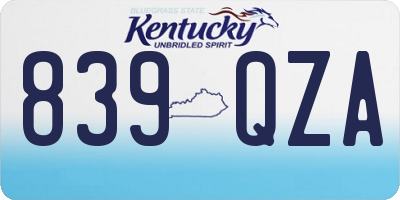 KY license plate 839QZA