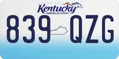 KY license plate 839QZG
