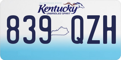 KY license plate 839QZH