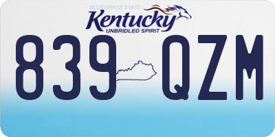 KY license plate 839QZM