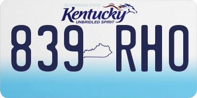 KY license plate 839RHO
