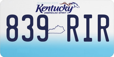 KY license plate 839RIR