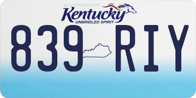 KY license plate 839RIY