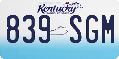 KY license plate 839SGM
