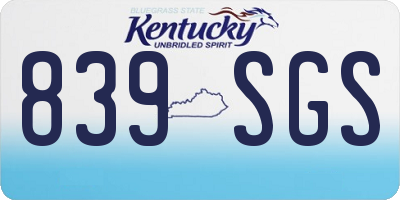 KY license plate 839SGS