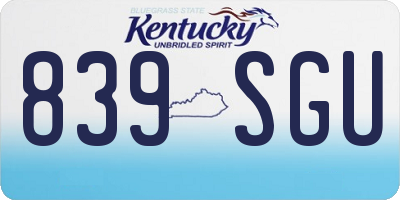 KY license plate 839SGU