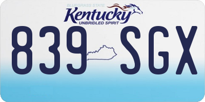KY license plate 839SGX