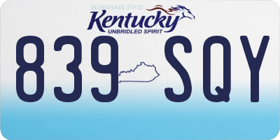 KY license plate 839SQY