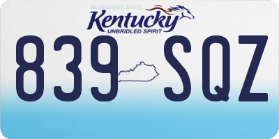 KY license plate 839SQZ