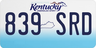 KY license plate 839SRD