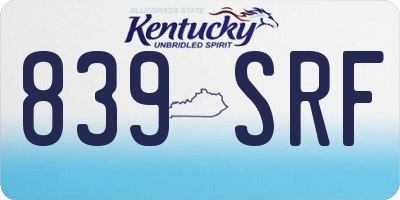KY license plate 839SRF