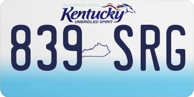 KY license plate 839SRG