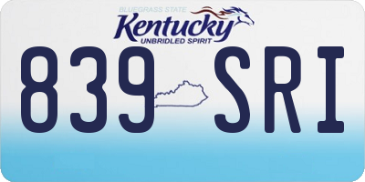KY license plate 839SRI