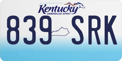 KY license plate 839SRK
