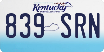 KY license plate 839SRN