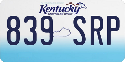 KY license plate 839SRP