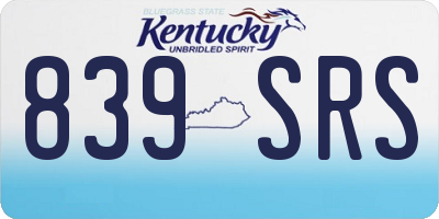KY license plate 839SRS