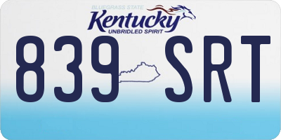 KY license plate 839SRT