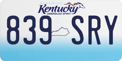 KY license plate 839SRY