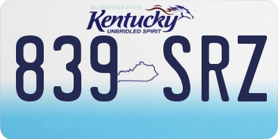 KY license plate 839SRZ
