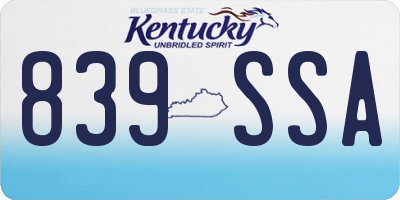 KY license plate 839SSA