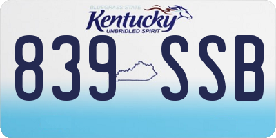 KY license plate 839SSB
