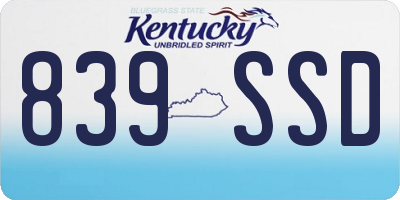 KY license plate 839SSD