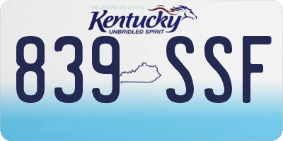 KY license plate 839SSF