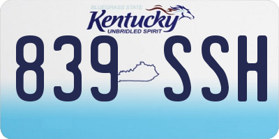 KY license plate 839SSH