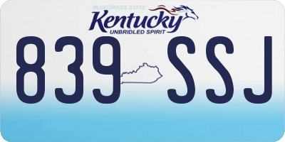 KY license plate 839SSJ