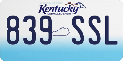 KY license plate 839SSL