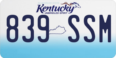 KY license plate 839SSM