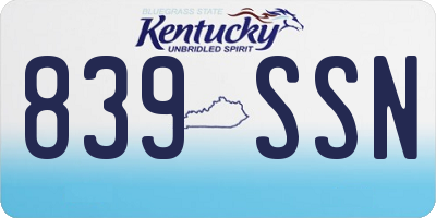 KY license plate 839SSN