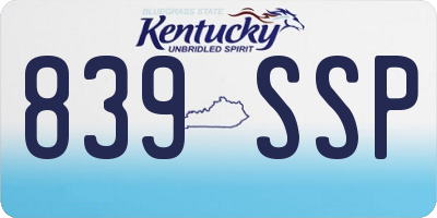 KY license plate 839SSP