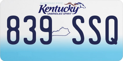 KY license plate 839SSQ
